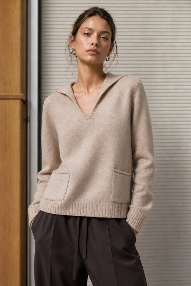 V-neck dyed viscose pullover NB2310 | Camel