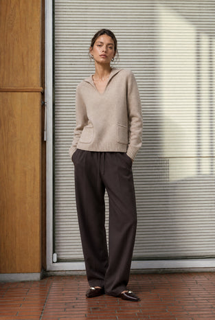 V-neck dyed viscose pullover NB2310 | Camel