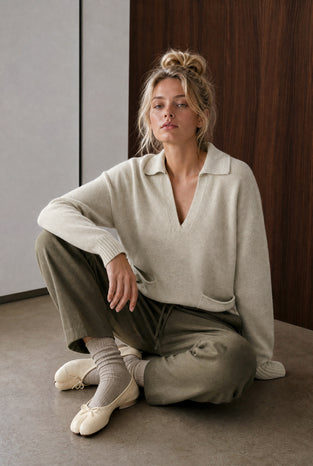 V-neck dyed viscose pullover NB2310 | Ecru